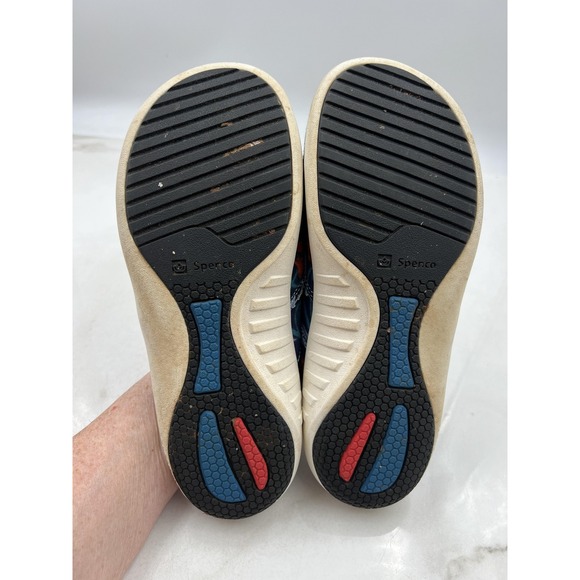 Spenco Shoes Womens Size 8 Blue Red Floral Canvas Slip On Comfort Loafers Casual - Picture 12 of 13